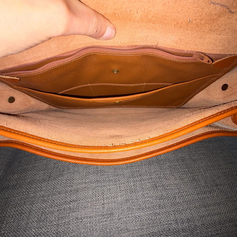 Dooney & Bourke Tan/Brown Leather Briefcase with Shoulder Strap